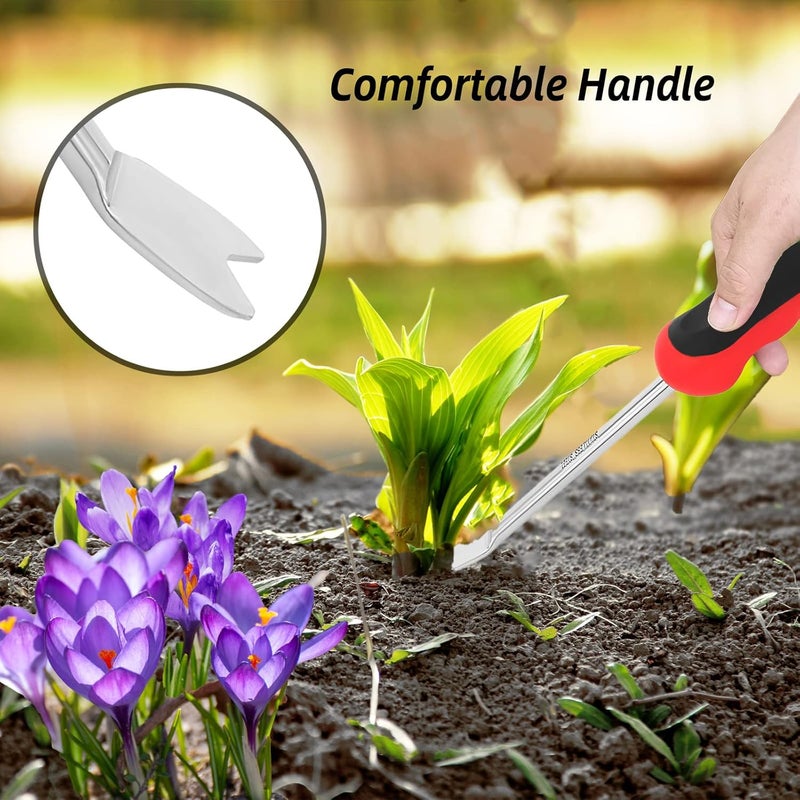 KLDOLLAR Weed Puller Tool, Dandelion Weeder Puller Tool with Soft Handle, Two-Pronged Fork Weed Remover Tool for Easy Weed Removal, Stainless Steel Garden Weeder Tool for Lawn Farmland Gardening Tools - Image 4